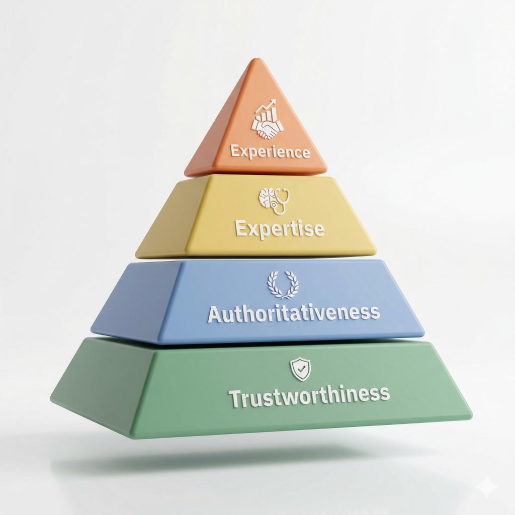 Η πυραμίδα E-E-A-T της Google για την αξιολόγηση ιατρικού περιεχομένου.